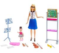 Barbie Carriere Insegnante di Musica, Playset con 2 Bambole, Lavagna, 4 Strumenti Musicali e Accessori, FXP18