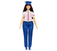 Barbie Carriere - Pilota di Linea, bambola dai capelli neri con uniforme di volo, scarpe e berretto blu da pilota incluso, giocattolo per bambini, 3+ anni, JKF75