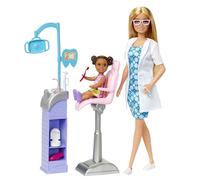 Barbie Carriere - Playset Barbie Dentista, bambola dottoressa bionda e piccola paziente, postazione e strumenti da dentista e tanti accessori, giocattolo per bambini, 3+ anni, HKT69