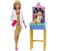 Barbie Carriere Playset Pediatra con Bambola Bionda, Neonato, Camice e Accessori, Giocattolo per Bambini 3+Anni, GTN51