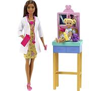 Barbie -Carriere Playset Pediatra con Bambola Bruna, Neonato, Camice e Accessori, Giocattolo per Bambini 3+ Anni, GTN52