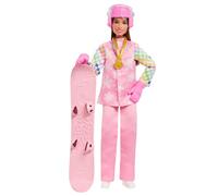 Barbie Careers Bambola Snowboarder con giacca da neve, pantaloni e stivali rosa con oltre 10 accessori, incluso lo snowboard che cambia colore, JKF78