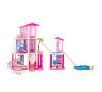 Barbie - Casa dei Sogni, set arredato con 9 aree di gioco e due unità abitative, con 2 piscine, 2 scivoli, ascensore e oltre 65 accessori a tema casa delle bambole, JKG84