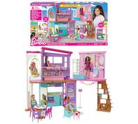 Barbie Casa di Malibu (106 cm) playset casa delle bambole con 2 piani, 6 stanze, ascensore altalena e più di 30 pezzi, Giocattolo per Bambini 3+ Anni