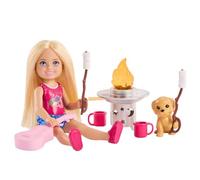 Barbie Playset Famiglia e Amici Chelsea Avventure all'Aperto, con Mini Bambola bionda, Cucciolo e Oltre 5 Accessori da Campeggio, JJV61