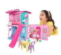 Barbie Chelsea Casa delle bambole e accessori casa | Bambola piccola, 2 animaletti, 15 accessori, casa a comparsa espandibile, dai 3 anni, JFW49