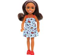 Barbie Chelsea Doll, Small Doll Wearing Removable Blue Dress with Colorful Print