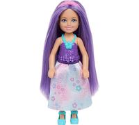 Barbie Chelsea Royal - Bambola piccola (15,2 cm) con capelli viola indossando gonna rimovibile, scarpe e accessorio per capelli, giocattolo da 15,2 cm