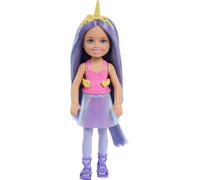 Barbie Chelsea Unicorn - Bambola piccola (15,2 cm) con capelli viola, coda rimovibile, scarpe e accessorio per capelli, giocattolo da 15,2 cm