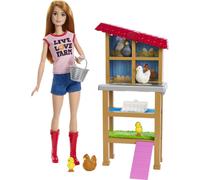 Barbie Chicken Farmer Doll-Red Haired and Playset con Henhouse 3 polli 2 pulcini e pi giocattolo a tema in carriera per 3-7 anni
