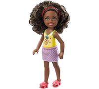 Barbie Club Bambola Chelsea con Capelli Castani Ricci e Top Stampa Ananas, FXG76