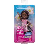 Barbie Club Chelsea Ari, mini bambola di 15,2 cm con trecce, sandali rosa e abito con stampa a fiori rimovibili, JJB34