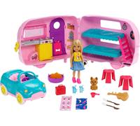 Barbie Club Chelsea Toy Car & Camper Playset, Blonde Chelsea Small Doll, Puppy &