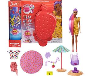 Barbie Color Reveal, Bambola Cambia Colore con Cucciolo e 25 Soprese a Tema Schiuma Party al Profumo di Fragola, Giocattolo per Bambini 3+Anni, GTN18