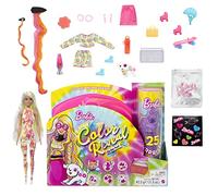 Barbie Color Reveal - Bambola con capelli color platino, con strisce gialle e 25 sorprese tra cui cambiamento di colore, regalo per bambini