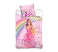 Barbie Completo Letto Singolo per Bambine | Copripiumino 140x200 cm e Federa 50x70 cm | 100% Cotone Morbido e Traspirante | Set Biancheria da Letto Colorato Barbie