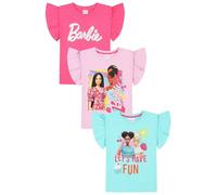 Barbie Confezione da 3 magliette da ragazza multipack, rosa, 5-6 Anni