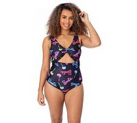 Barbie Costume da Bagno Donna | Donna Adulti Nero Costume da Bagno Rosa Blu Verde Palm Tree Doll Logo | Nodo Anteriore Due Cinghie Cossie Costumi da Bagno Merchandising