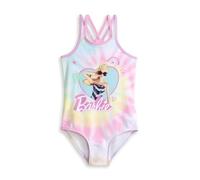 Barbie Costume da Bagno Intero Multicolore per Bambina Tie-Dye con Spalline Incrociate sulla Schiena e Stampa Grafica con Personaggi | Abbigliamento da Spiaggia per Bambini per Vacanze e Piscina