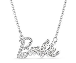 Barbie Crystal Script Logo Necklace (Silver)