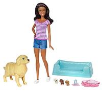 Barbie Cuccioli Appena Nati Incinta e 3 Cagnolini, Bambola Afroamericana, FDD44
