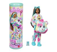 Barbie - Good Vibes Bear, bambola Cutie Reveal Care Bears Serie 2 con costume in peluche e mini orso, 10 sorprese e accessori con effetto cambia colore, giocattolo per bambini, 3+ anni, JFV62