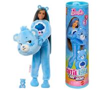 Barbie - Cutie Reveal Serie Care Bears, bambola con costume di orso di peluche Grumpy Bear, 10 accessori a sorpresa cambia colore tra cui un mini orso inclusi, giocattolo per bambini, 3+ anni, JCN96