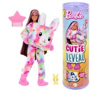 Barbie - Cutie Reveal Serie Color Dream, bambola con costume da coniglio di peluche tye-die e 10 accessori a sopresa con effetto cambia colore, giocattolo per bambini, 3+ anni, HRK38