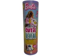 Barbie - Cutie Reveal Serie Color Dream, bambola con costume da pinguino di peluche tye-die e 10 accessori a sopresa con effetto cambia colore, giocattolo per bambini, 3+ anni, HRK40