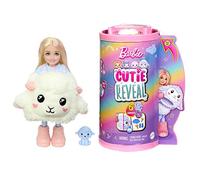 Barbie - Cutie Reveal Serie Pigiamini, bambola Chelsea con costume da agnellino di peluche, t-shirt e accessori, 6 sorprese cambia colore, giocattolo per bambini, 3+ anni, HKR18
