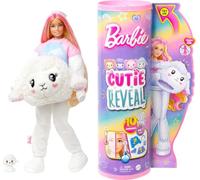 Barbie, Cutie Reveal Serie Pigiamini, Bambola con Costume da Agnellino di Peluce, t-shirt Dream e Accessori, 10 Sorprese Cambia Colore, Giocattolo per Bambini, 3+ anni, HKR03
