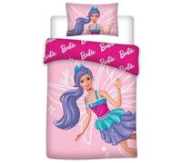 Barbie Deco Girl - Parure da letto per bambini, in cotone reversibile, rosa, copripiumino 100 x 135 federa 40 x 60 cm