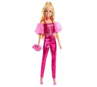 Barbie - Deluxe Style n. 5, bambola con abito rosa metallizzato e capelli biondi, top a corsetto scintillante e pantaloni lucidi, accessori inclusi, giocattolo per bambini, 4+ anni, JFP40
