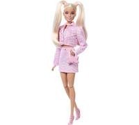 Barbie - Deluxe Style n. 9, bambola dai capelli biondi con outfit in denim rosa, giacca e gonna coordinate con accessori come pochette a fiocco e perle, 4+ anni, JJN69