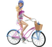 Barbie Doll and Bike Playset with Doll (11.5 in, Blonde), Bicycle with Rolling W