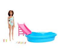 Barbie Doll and Pool Playset Brunette in Seafoam Blue One-Piece Swims