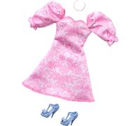 Barbie Doll Clothing: Pink Puff Sleeve Dress & Accessories