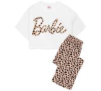 Barbie Doll Pigiama da Donna T-Shirt Corta Bianca con Logo Leopardato e Pantaloni Pjs