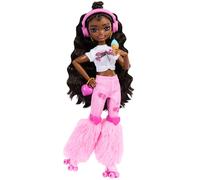 Barbie Dream Besties Brooklyn, bambola snodata alla moda con pattini a rotelle e capelli castano scuro, 9 accessori a tema musica e video inclusi, giocattolo per bambini, 4+ anni, JFX97