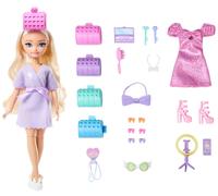 Barbie Dream Besties Malibu GET READY WITH, bambola alla moda con accessori per capelli a sorpresa e oltre 15 look inclusi, giocattolo per bambini, 4+ anni, JGG38