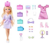 Barbie Dream Besties Malibu GET READY WITH, bambola alla moda con accessori per capelli a sorpresa e oltre 15 look inclusi, giocattolo per bambini, 4+ anni, JGG38