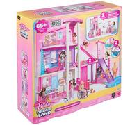 Barbie - Casa dei Sogni, set arredato con 9 aree di gioco e due unità abitative, con 2 piscine, 2 scivoli, ascensore e oltre 65 accessori a tema casa delle bambole, JKG84
