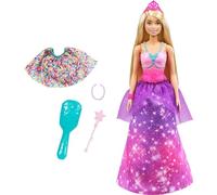 Barbie Dreamtopia 2in1 da Principessa a Sirena, Bambola Bionda, con 3 Outfit e Accessori,Giocattolo per Bambini 3+Anni,GTF92