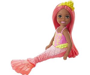 Barbie Dreamtopia Chelsea Mermaid Doll, 6,5 pollici con capelli coralli colorati e tail