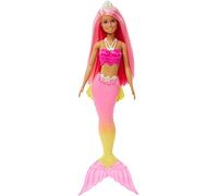 Barbie - Dreamtopia Sirena Bambola capelli rosa con coda rosa e giallo sfumati e coroncina, Giocattolo per Bambini 3+ Anni, HGR11