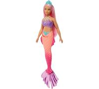 Barbie - Dreamtopia Sirena Bambola curvy, capelli rosa con coda rosa sfumato e coroncina, Giocattolo per Bambini 3+ Anni, HGR09