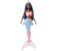 Barbie - Dreamtopia Sirena capelli blu con coda colorata di rosa e blu sfumati e tiara, Giocattolo per Bambini 3+ Anni, HGR12