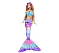 Barbie Dreamtopia Sirena Luci Scintillanti Bambola Bionda con Coda che si Illumina, Luci che si Attivano con Acqua e Capelli con Ciocche Rosa, Giocattolo per Bambini 3+ Anni