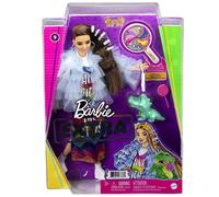 BARBIE EXTRA BAMBOLA CASTANA CON VESTITO ARCOBALENO CON 10 ACCESSORI MATTEL GYJ7