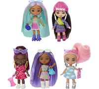 Barbie, Extra Mini Minis, Confezione da 5 Mini Bambole Alte 8+ cm, Ciascuna con Abiti Colorati per Look alla Moda, Borsette e Accessori Inclusi, Giocattolo per Bambini, 3+ Anni, HPN09